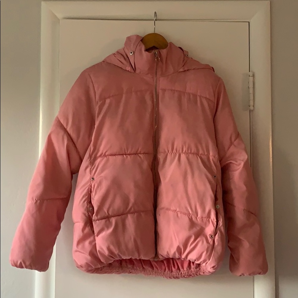 Pink puffy Zara coat kids size 13/14 xl girls